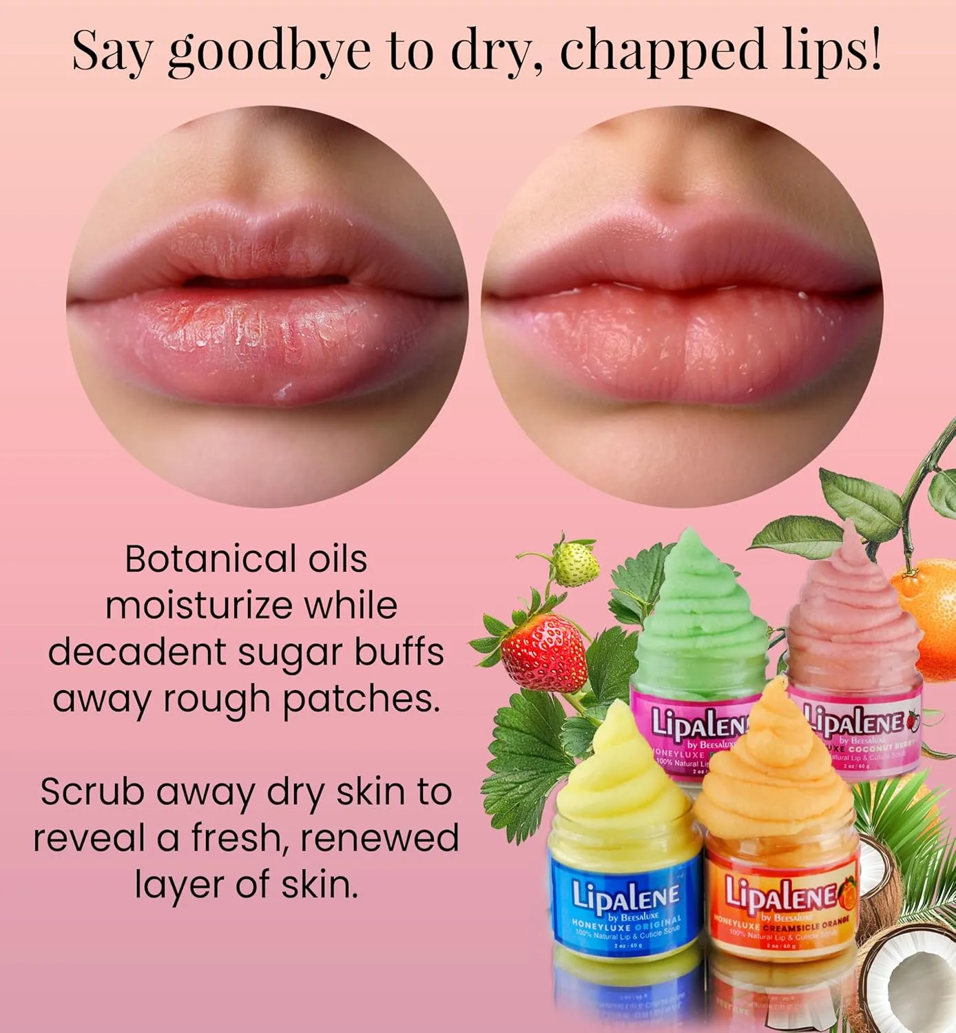 Lipalene HoneyLuxe - 100% Natural Lip & Cuticle Scrub (2 oz, Creamsicle Orange)