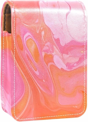 Lipstick Case,Portable Makeup Bag Cosmetic Pouch,Lipstick Holder Makeup Organizer,Abstract Texture Watercolor Orange