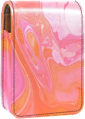Lipstick Case,Portable Makeup Bag Cosmetic Pouch,Lipstick Holder Makeup Organizer,Abstract Texture Watercolor Orange