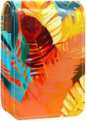 Lipstick Case,Portable Makeup Bag Cosmetic Pouch,Lipstick Holder Makeup Organizer,Autumn Orange Leaves Painting