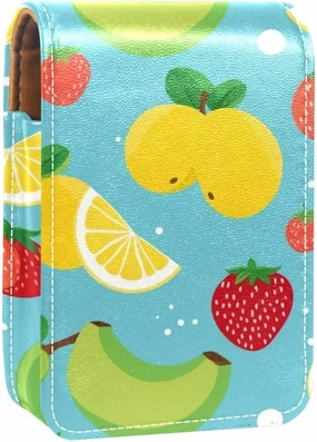 Lipstick Case,Portable Makeup Bag Cosmetic Pouch,Lipstick Holder Makeup Organizer,Banana Cherry Orange