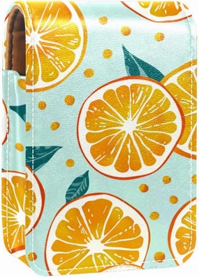 Lipstick Case,Portable Makeup Bag Cosmetic Pouch,Lipstick Holder Makeup Organizer,Cartoon Orange Lemon