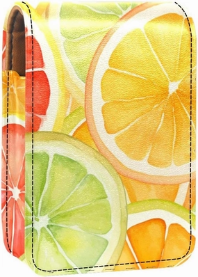 Lipstick Case,Portable Makeup Bag Cosmetic Pouch,Lipstick Holder Makeup Organizer,Watercolor Orange and Lemon