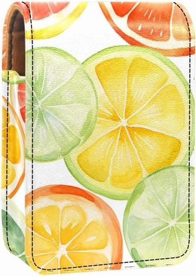 Lipstick Case,Portable Makeup Bag Cosmetic Pouch,Lipstick Holder Makeup Organizer,Watercolor Orange and Lemon