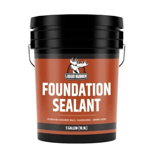 Liquid Rubber Basement and Foundation Repair Sealant - Waterproof Concrete Sealer & Crack Filler - Flexible Coating for Indoor & Outdoor Use - Waterproofing Paint - Black, 5 Gallon