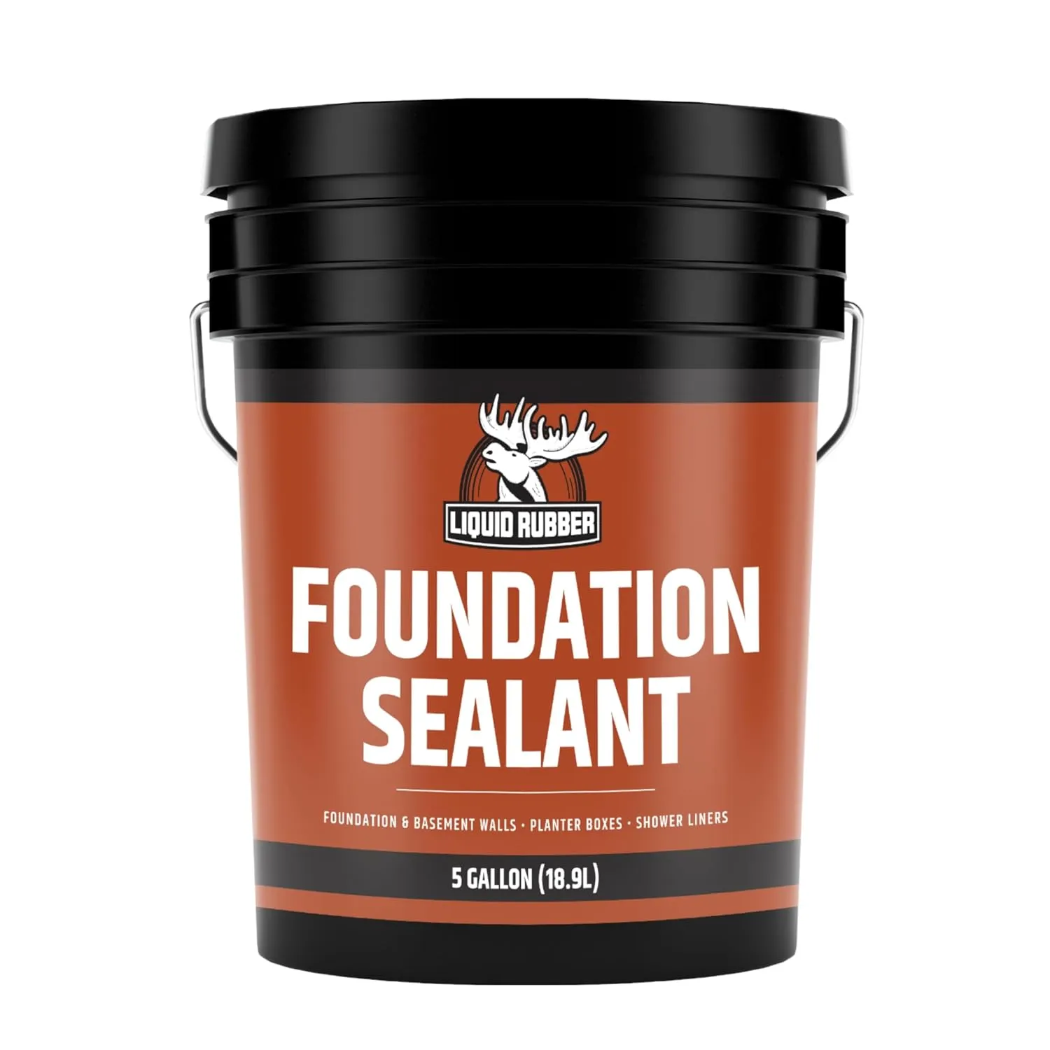 Liquid Rubber Basement and Foundation Repair Sealant - Waterproof Concrete Sealer & Crack Filler - Flexible Coating for Indoor & Outdoor Use - Waterproofing Paint - Black, 5 Gallon
