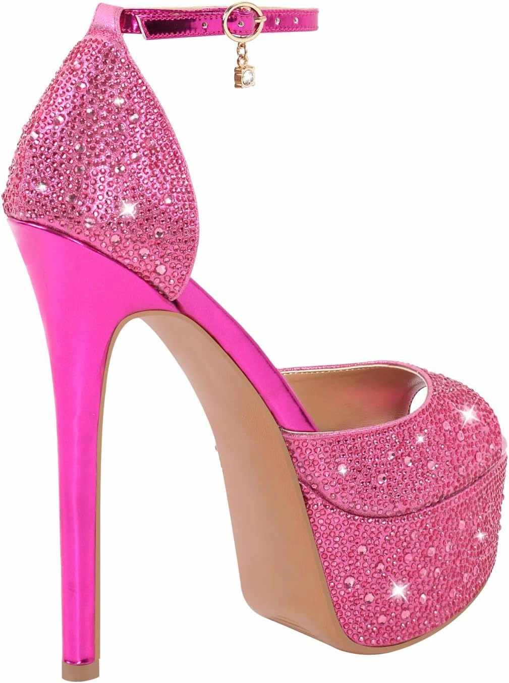 LISHAN Women's Round Open Toe Platform Clear High Heel Zip Up Sandals