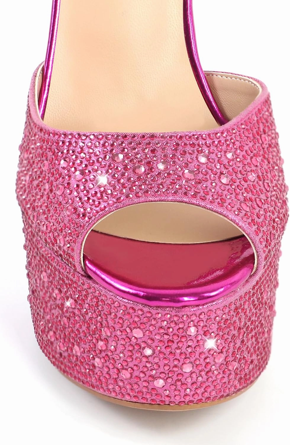 LISHAN Women's Round Open Toe Platform Clear High Heel Zip Up Sandals