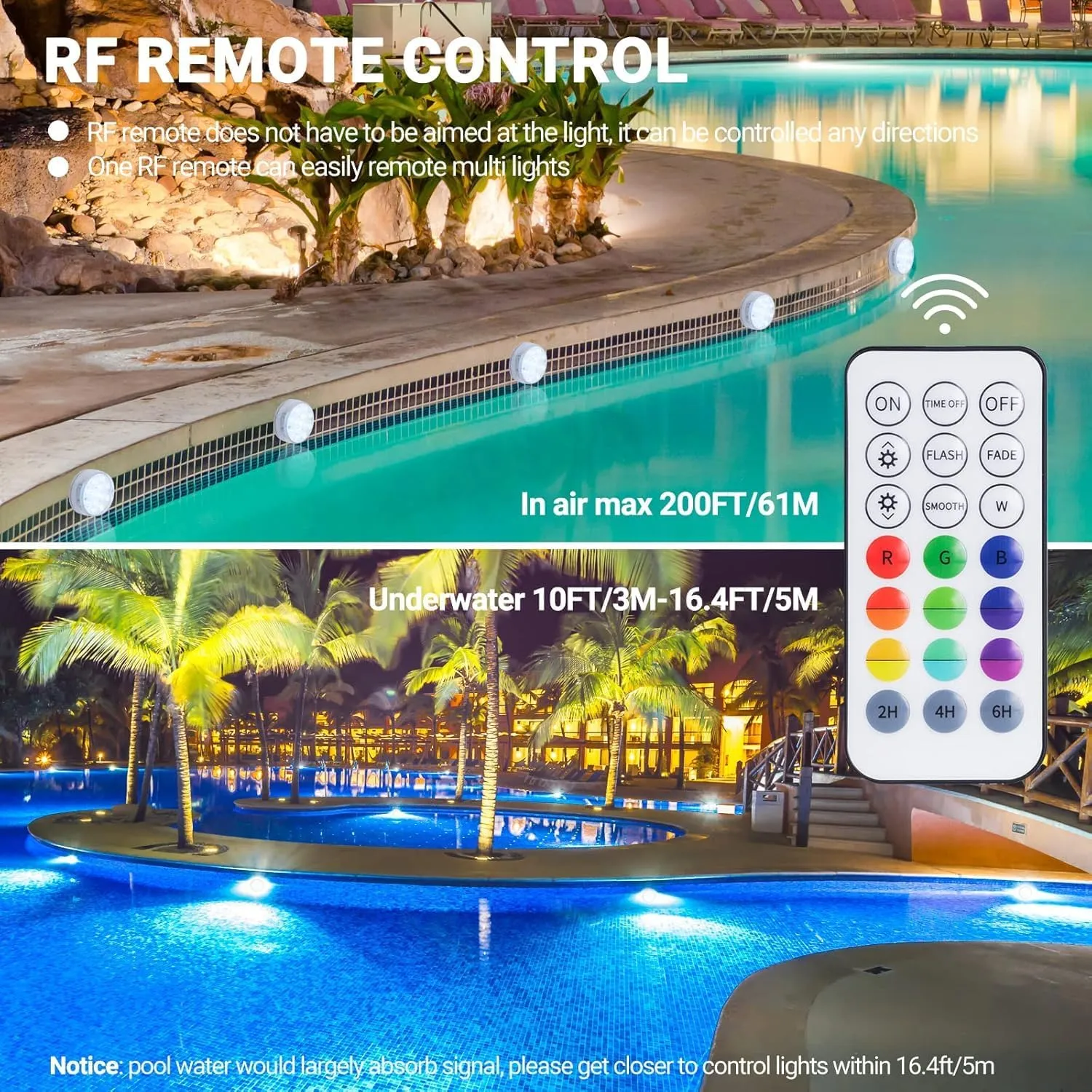 LOFTEK Submersible LED Lights with Remote, 13 LED Pool Lights for Inground Above Ground Pool with Magnets &Suction Cups,16 Color Changing Underwater Light for Ponds Battery Operated (4 Packs)