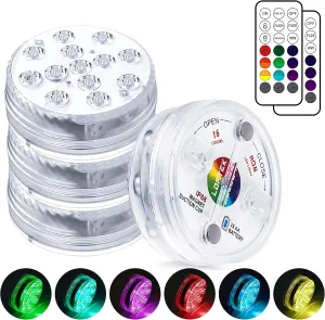 LOFTEK Submersible LED Lights with Remote, 13 LED Pool Lights for Inground Above Ground Pool with Magnets &Suction Cups,16 Color Changing Underwater Light for Ponds Battery Operated (4 Packs)