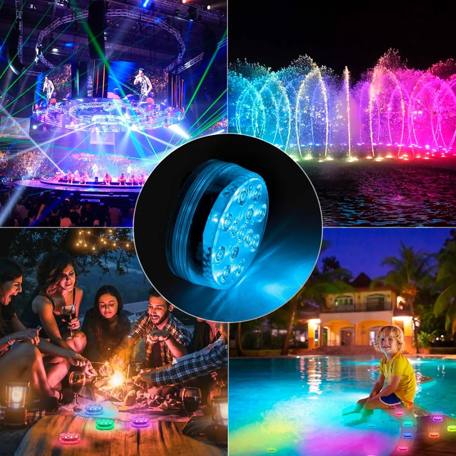 LOFTEK Submersible LED Lights with Remote, 13 LED Pool Lights for Inground Above Ground Pool with Magnets &Suction Cups,16 Color Changing Underwater Light for Ponds Battery Operated (4 Packs)