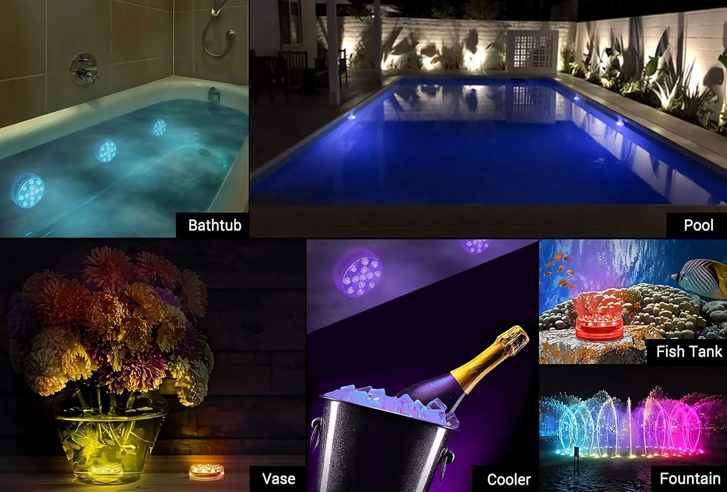 LOFTEK Submersible LED Lights with Remote, 13 LED Pool Lights for Inground Above Ground Pool with Magnets &Suction Cups,16 Color Changing Underwater Light for Ponds Battery Operated (4 Packs)