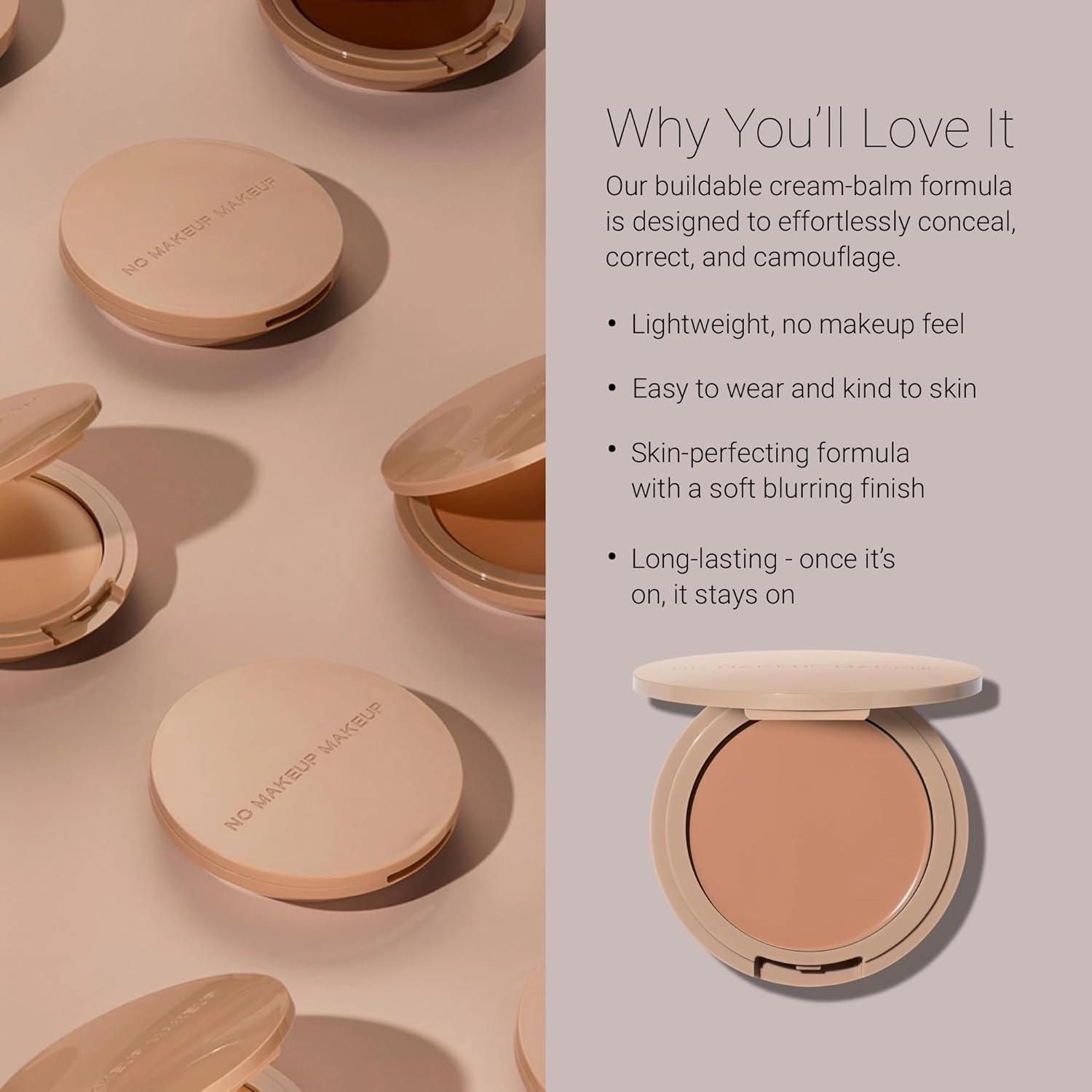 Long-Lasting Lightweight Foundation & Brush Duo | Cruelty-Free, Fragrance-Free, Buildable, Transfer-Proof Makeup (Light Medium)