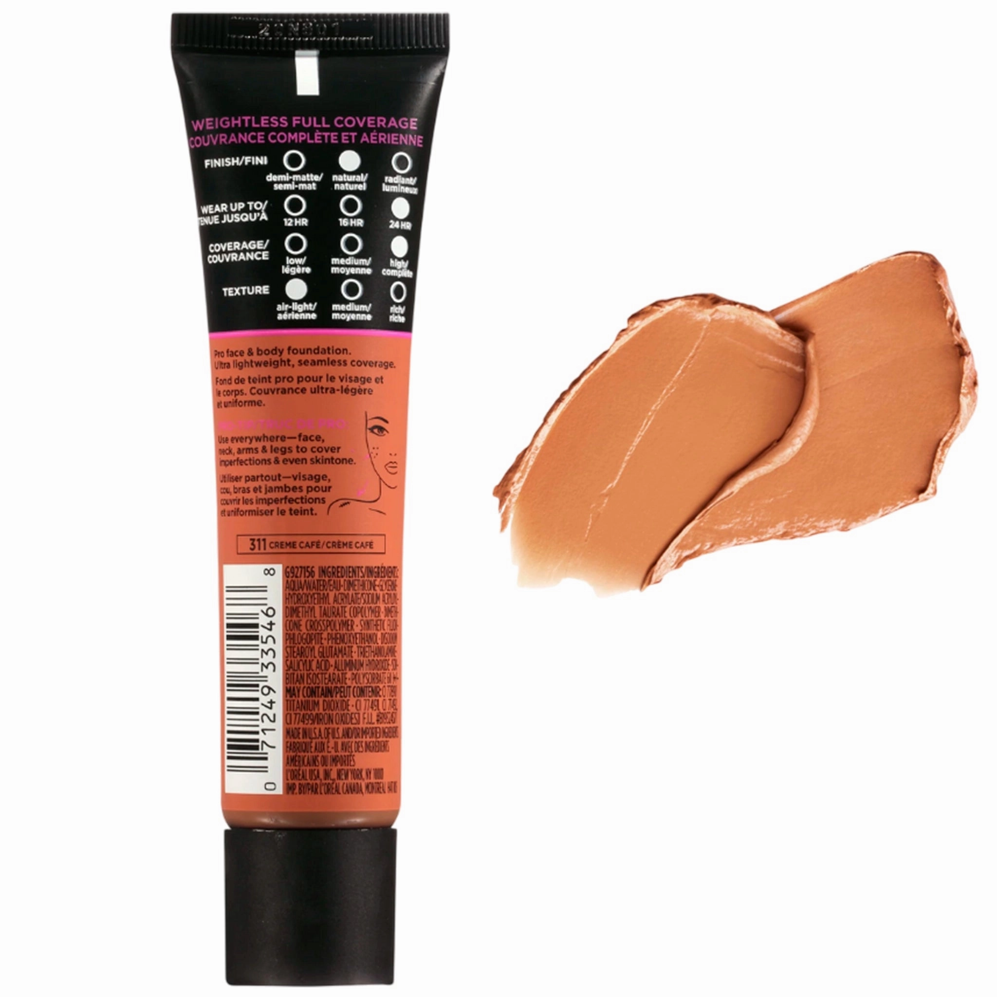 Loreal Infallible Total Cover 24Hr Foundation #311 Creme Cafe - Wholesale 12 Units (LITC311)