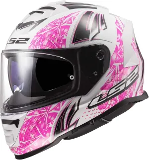 LS2 Helmets Assault Full Face Motorcycle Helmet W/SunShield (Galaxy Gloss White/Pink - Large)