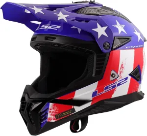 LS2 Helmets Gate II Full Face MX Motorcycle Helmet (Gloss Battle Scar Red/White/Blue - Medium)