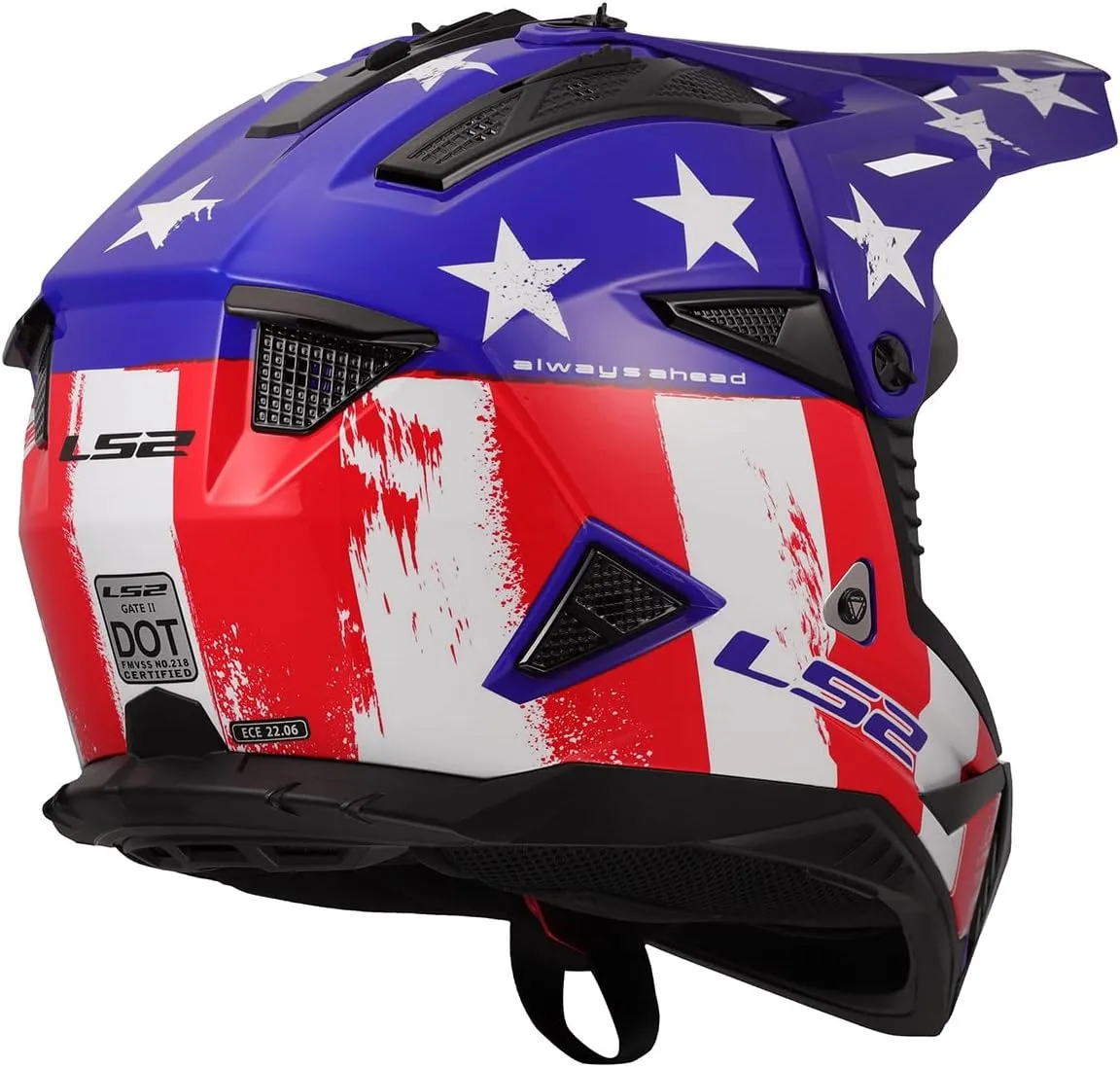 LS2 Helmets Gate II Full Face MX Motorcycle Helmet (Gloss Battle Scar Red/White/Blue - Medium)