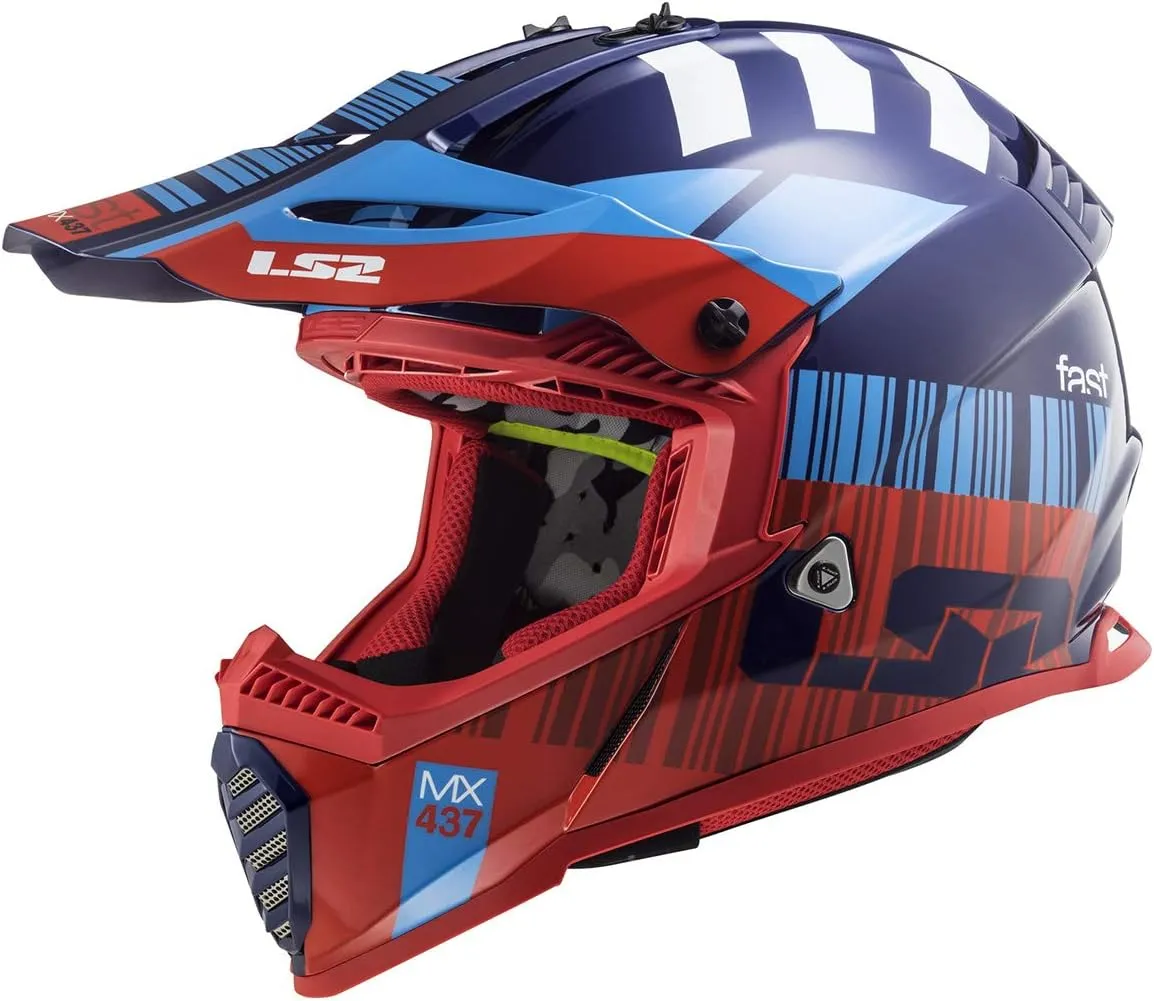 LS2 Helmets Gate Youth Full Face Helmet (Gloss Xcode Red Blue - Youth Small)