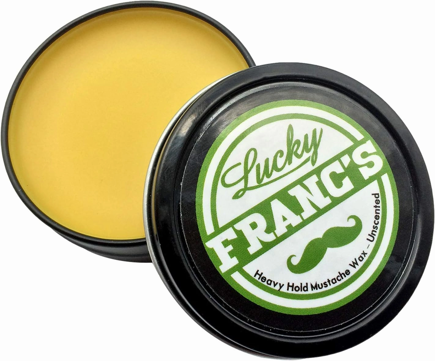 Lucky Franc's Unscented Mustache Wax for Men. Strong Frim Hold Stache Wax For Men's Grooming. All Natural Scent Free Formula With Beeswax And Coconut Oil. USA Made Mustache Styling Wax 2 Ounces
