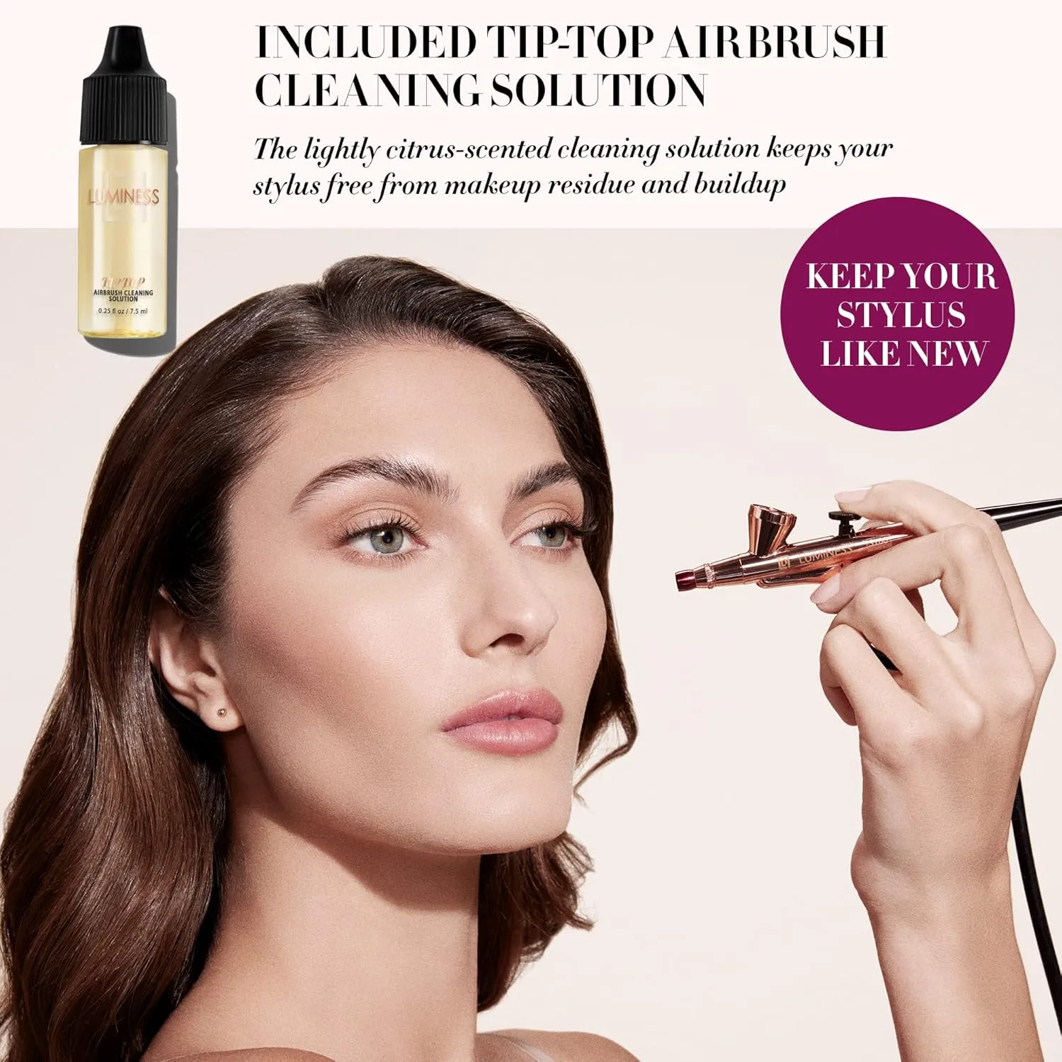 Luminess Silk 4-in-1 Airbrush Foundation Makeup Starter Kit - Medium Coverage, 6-piece - Includes 2x Silk Airbrush Foundation, Blush, Glow Highlighter, Moisturizer Primer & Airbrush Cleaning Solution