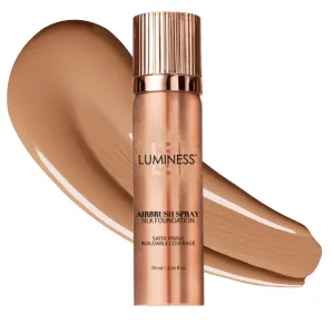 LUMINESS Silk Airbrush Spray Foundation - Full Coverage Foundation - Formula Hydrates & Moisturizes with Hyaluronic Acid, Aloe Vera & Hydrolyzed Silk (Shade - Warm Dark)