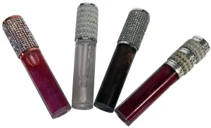Luxe Lip Tints / Lip Gloss, set of 4 (Purple, dark brown, Red-pink & clear) - Product of Grenada