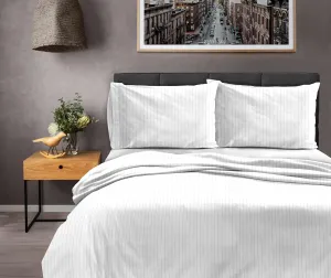 Luxury German Flannel Duvet Cover & Shams Set, 3 Piece, Warm Breathable Cotton Flannel Bedding, Brushed for Extra Softness, Cozy Home Decor, Oeko-Tex Certified (Camel Stripe, Queen)