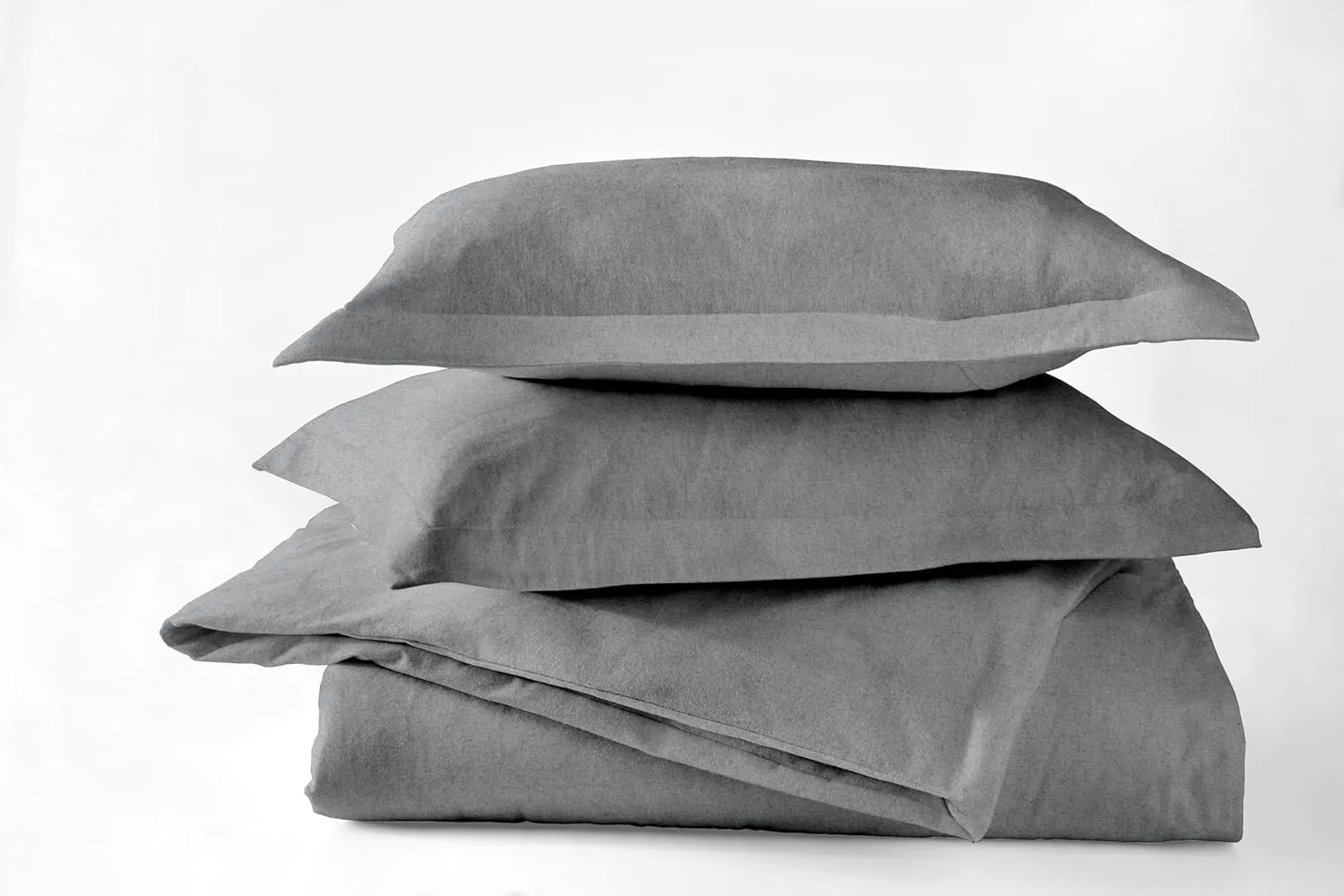 Luxury German Flannel Duvet Cover & Shams Set, 3 Piece, Warm Breathable Cotton Flannel Bedding, Brushed for Extra Softness, Cozy Home Decor, Oeko-Tex Certified (Mid Gray, Queen)