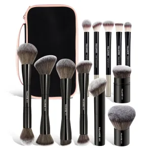 MAANGE 12 PCS Professional Makeup Brushes with Case-Black