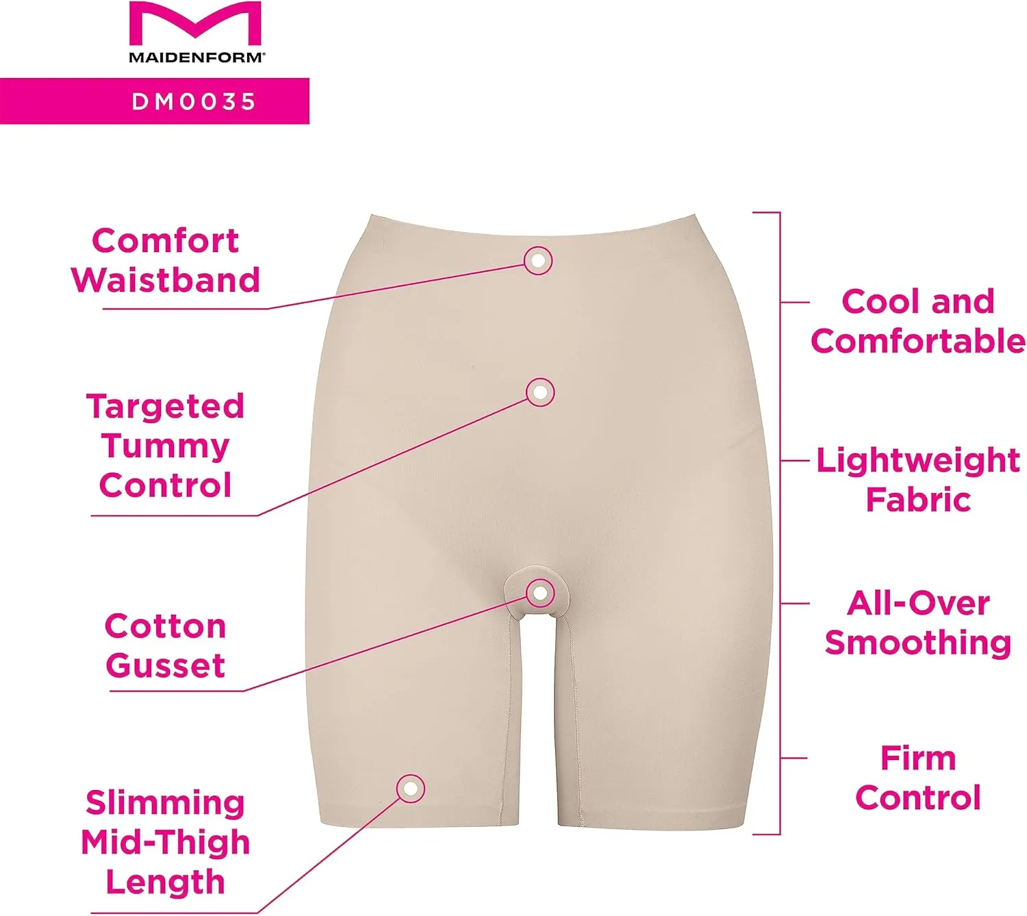 Maidenform Women's Tummy Control Thigh Slimming Shapewear: Mid-Thigh Shaping Shorts