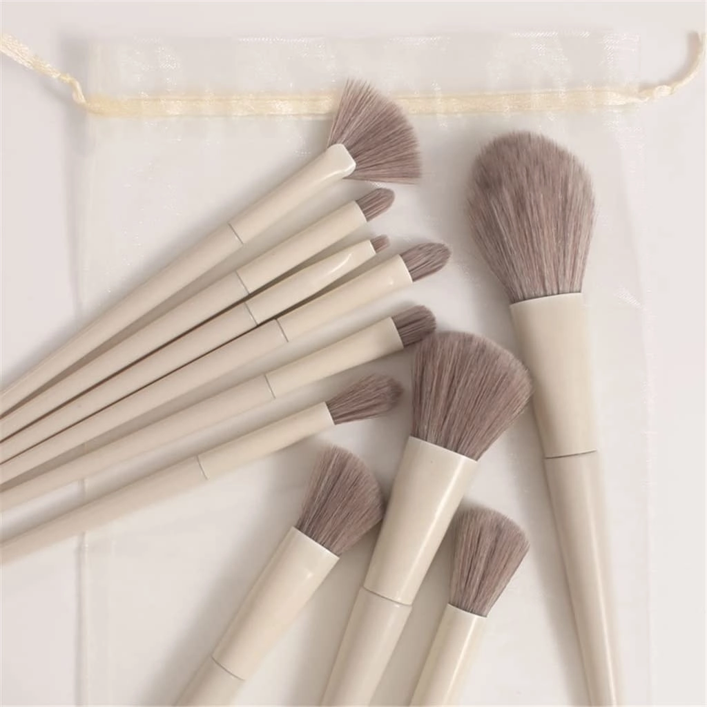 Makeup Brush 10 Soft White Loose Powder Makeup Brush Set Facial Foundation Powder Eye Shadow Eyebrow Highlight Beauty Tool Cosmetic Products(10pcs,White)