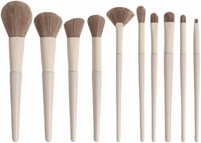 Makeup Brush 10 Soft White Loose Powder Makeup Brush Set Facial Foundation Powder Eye Shadow Eyebrow Highlight Beauty Tool Cosmetic Products(10pcs,White)