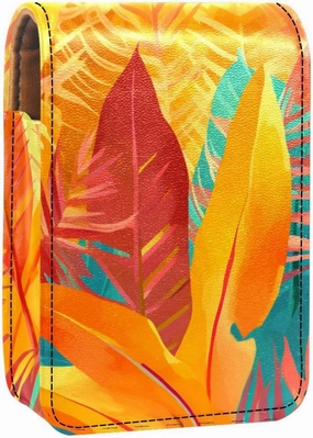 Makeup Organizer,Makeup Lipstick Case for Outside Mini Bag Travel Cosmetic Pouch,Autumn Orange Leaves Painting