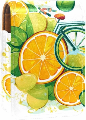 Makeup Organizer,Makeup Lipstick Case for Outside Mini Bag Travel Cosmetic Pouch,Bike Wheels Lemon and Orange
