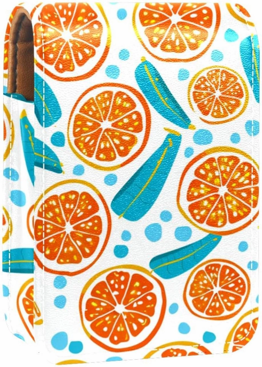 Makeup Organizer,Makeup Lipstick Case for Outside Mini Bag Travel Cosmetic Pouch,Cartoon Orange Lemon
