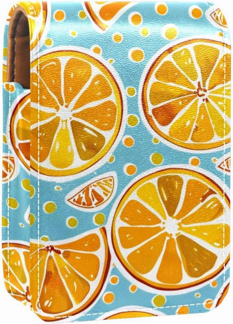 Makeup Organizer,Makeup Lipstick Case for Outside Mini Bag Travel Cosmetic Pouch,Cartoon Orange Lemon