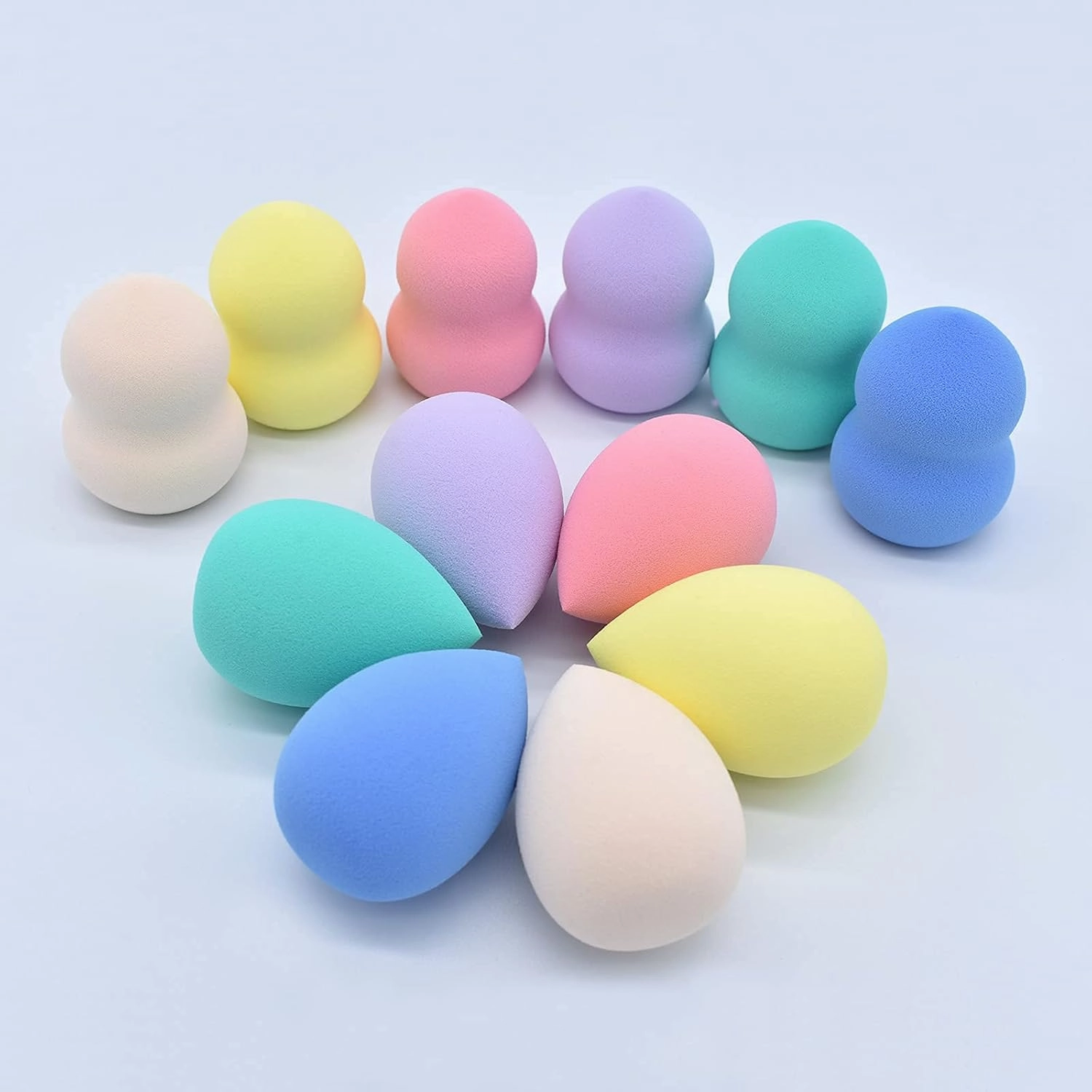 Makeup Sponge Foundation Blending Beauty Sponge, Multi-shapeSoft Puff, Dry & Wet Use with Sponge Holder Set, Sensitive and All Skin Types(Gourd, Champagne Green)