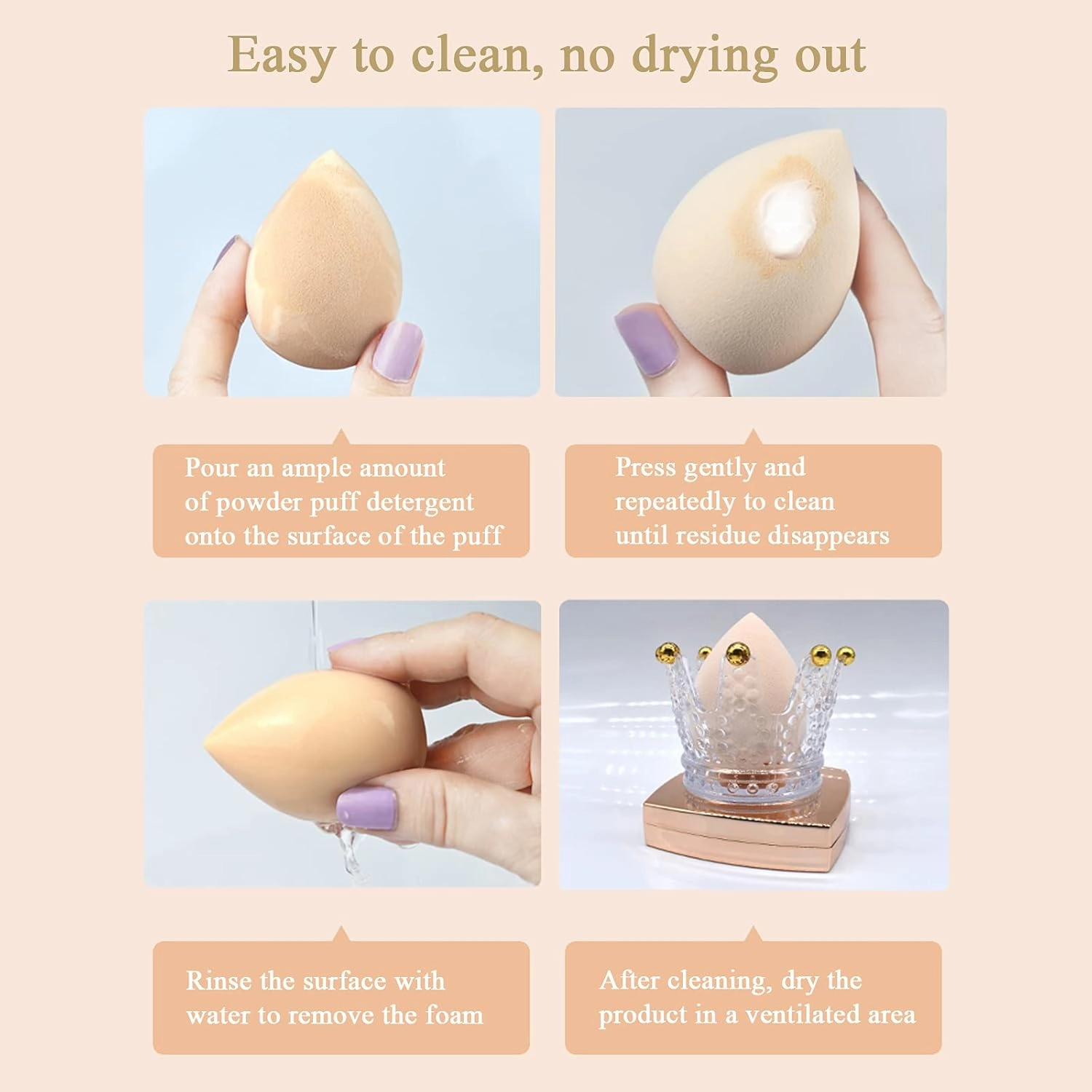 Makeup Sponge Foundation Blending Beauty Sponge, Multi-shapeSoft Puff, Dry & Wet Use with Sponge Holder Set, Sensitive and All Skin Types(Gourd, Champagne Green)