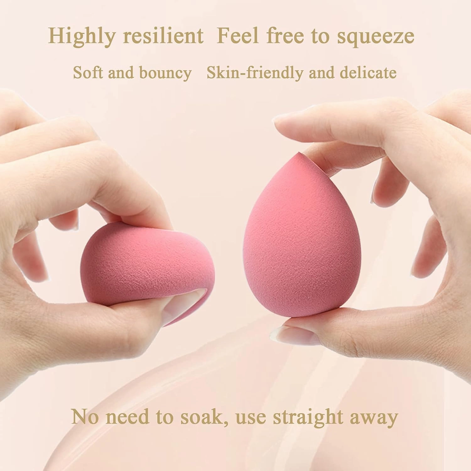 Makeup Sponge Foundation Blending Beauty Sponge, Multi-shapeSoft Puff, Dry & Wet Use with Sponge Holder Set, Sensitive and All Skin Types(Gourd, Champagne Green)