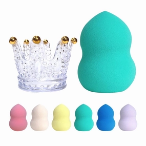 Makeup Sponge Foundation Blending Beauty Sponge, Multi-shapeSoft Puff, Dry & Wet Use with Sponge Holder Set, Sensitive and All Skin Types(Gourd, Champagne Green)