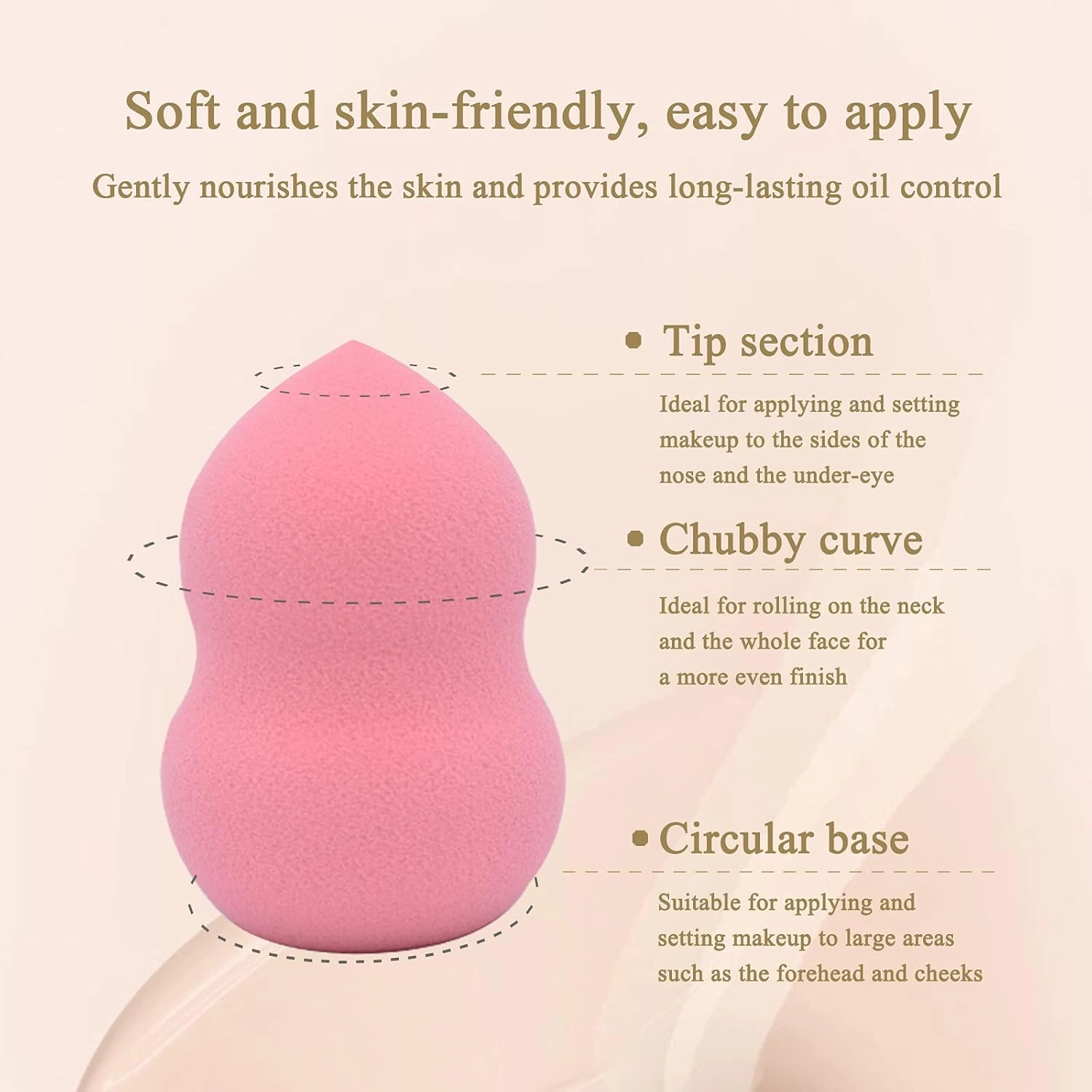 Makeup Sponge Foundation Blending Beauty Sponge, Multi-shapeSoft Puff, Dry & Wet Use with Sponge Holder Set, Sensitive and All Skin Types(Gourd, Champagne Green)