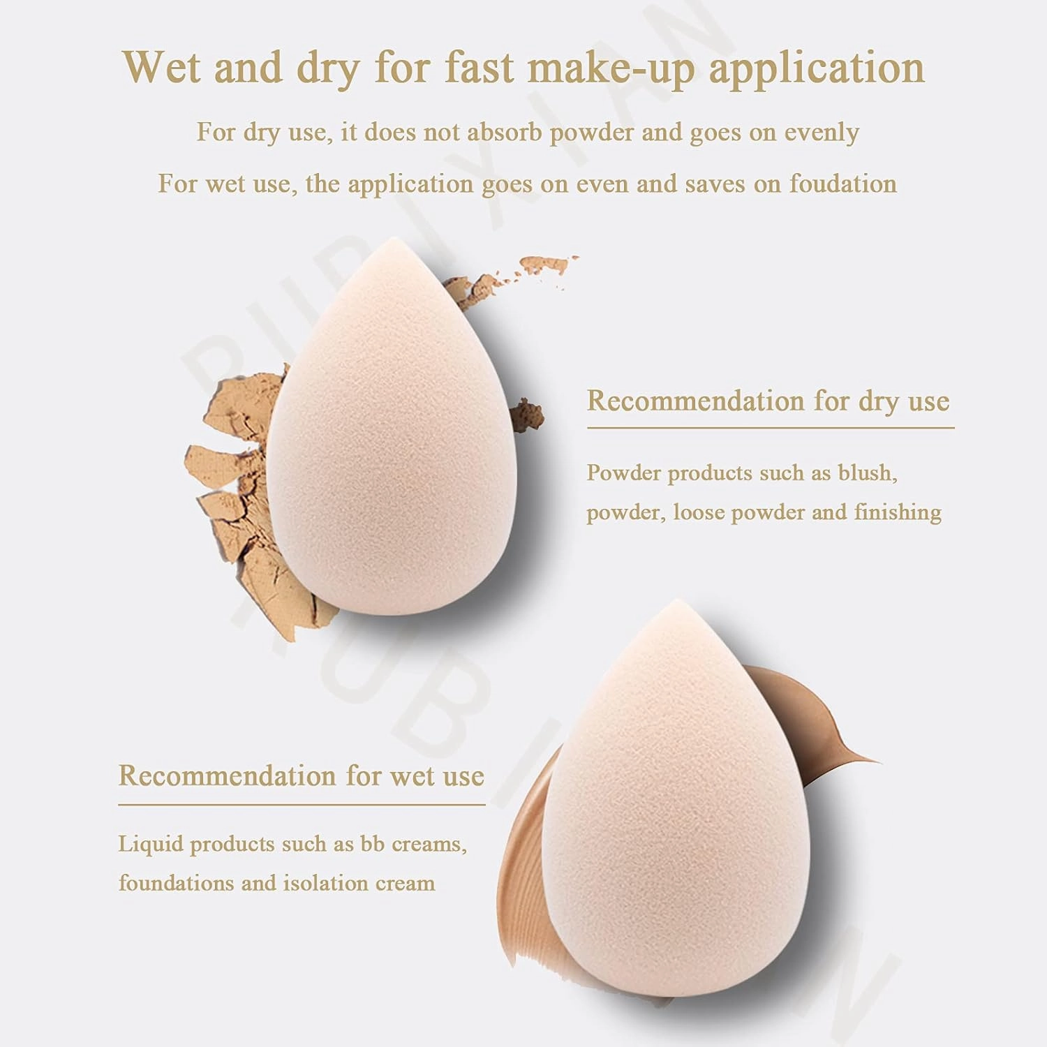 Makeup Sponge Foundation Blending Beauty Sponge, Multi-shapeSoft Puff, Dry & Wet Use with Sponge Holder Set, Sensitive and All Skin Types(Gourd, Champagne Green)