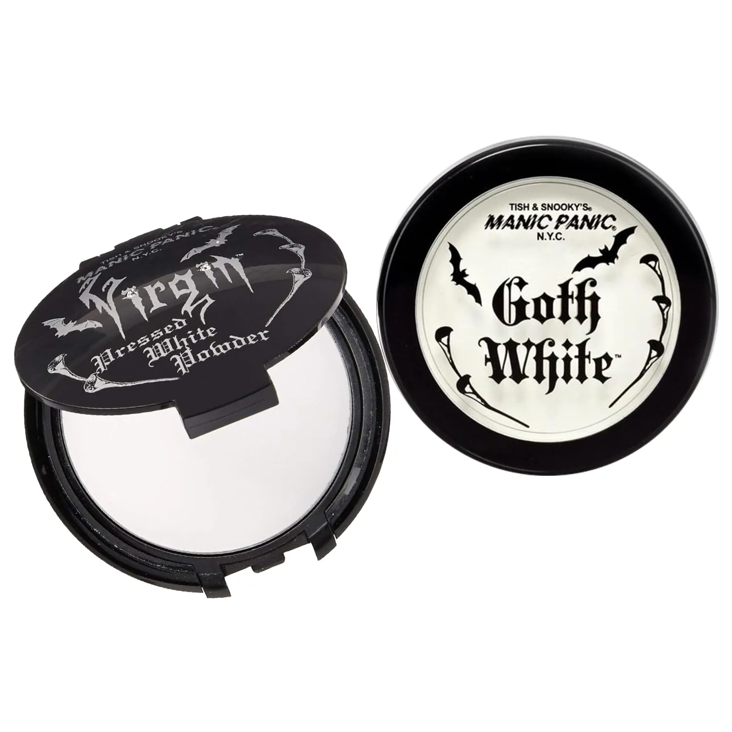 MANIC PANIC Goth White Cream to Powder Foundation - Full Coverage Cream Foundation for Halloween, Cosplay or Costume Makeup - Base, Primer, Under Eyes Concealer or Shadow Brightener - Vegan