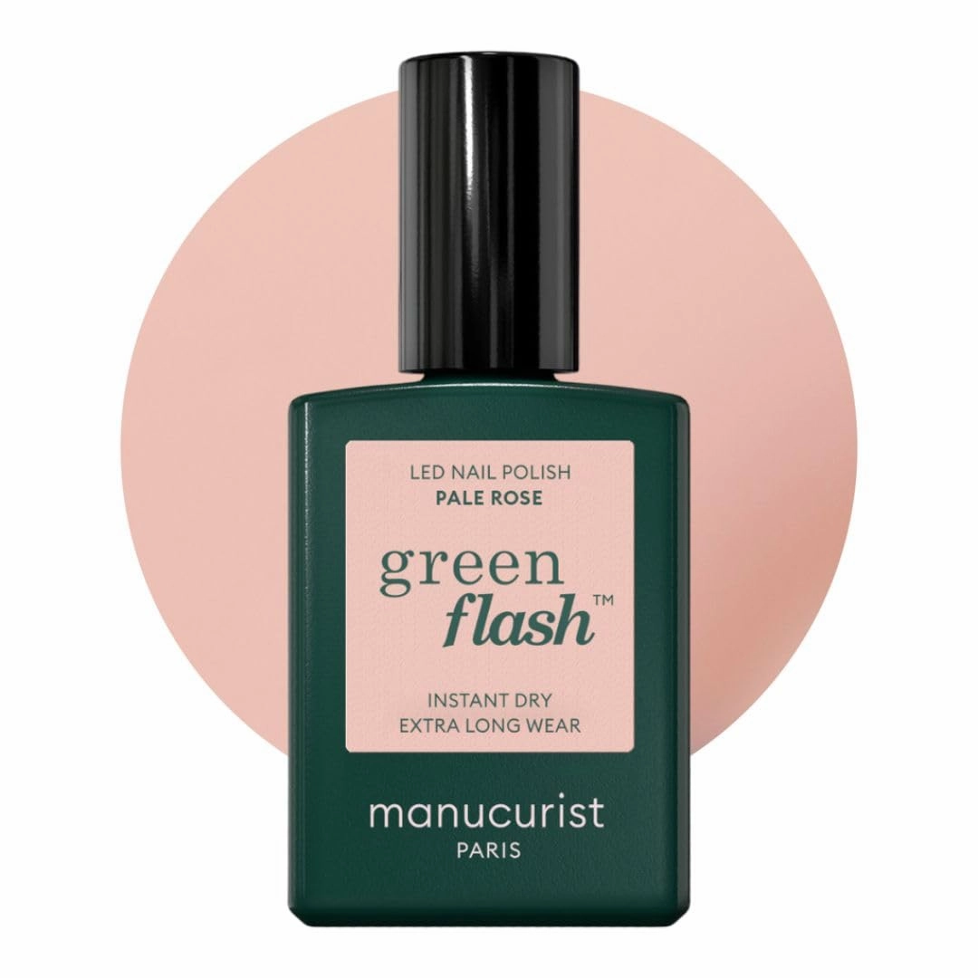 Manucurist Green Flash LED Pale Rose Gel Nail Polish - Vegan, 12-Free, Plant-Based Gel Polish - Strengthens and Protects the Nail - Sheer Pastel Pink Nail Polish - Gel Nail Polishes - Made in France