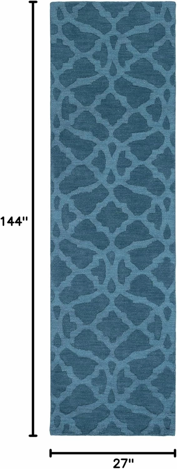 Mark&Day Wool Rugs, 2x12 Aramis Modern Teal Runner Area Rug, Green Carpet for Hallway, Kitchen, Bedroom or Living Room (2'3" x 12' Runner)