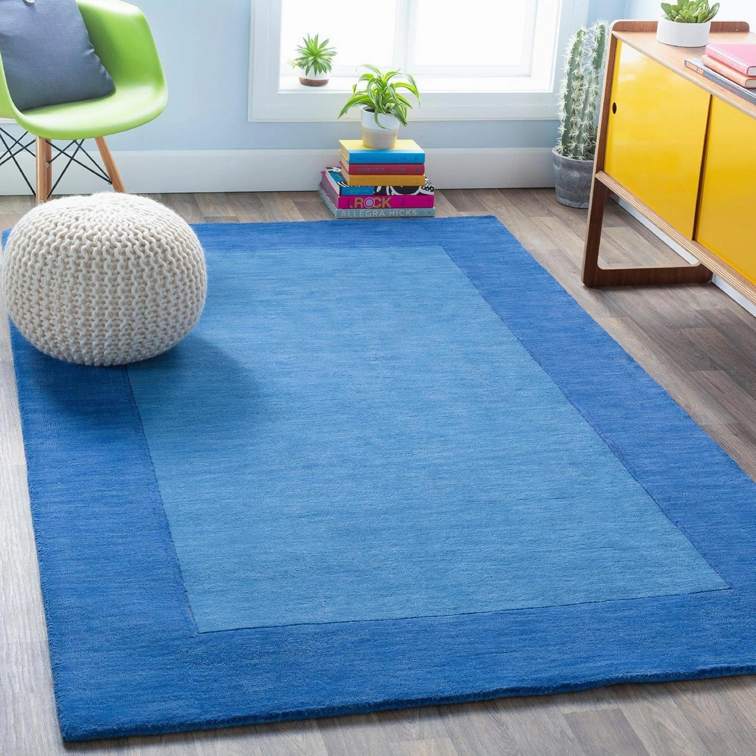 Mark&Day Wool Rugs, 2x8 Reims Modern Dark Blue Runner Area Rug, Blue Carpet for Hallway, Kitchen, Bedroom or Living Room (2'6" x 8' Runner)