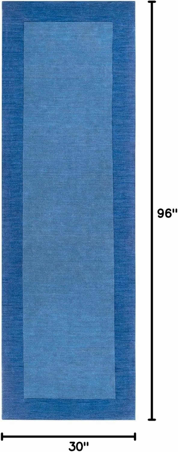 Mark&Day Wool Rugs, 2x8 Reims Modern Dark Blue Runner Area Rug, Blue Carpet for Hallway, Kitchen, Bedroom or Living Room (2'6" x 8' Runner)