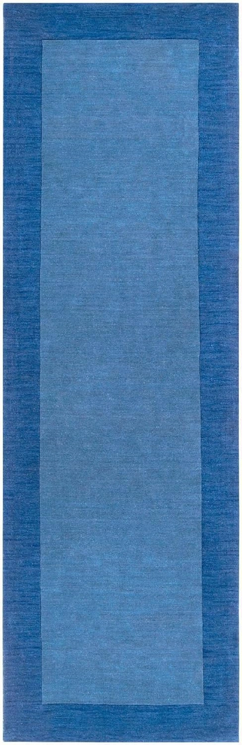 Mark&Day Wool Rugs, 2x8 Reims Modern Dark Blue Runner Area Rug, Blue Carpet for Hallway, Kitchen, Bedroom or Living Room (2'6" x 8' Runner)