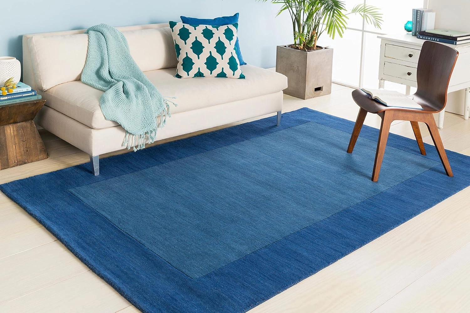 Mark&Day Wool Rugs, 2x8 Reims Modern Dark Blue Runner Area Rug, Blue Carpet for Hallway, Kitchen, Bedroom or Living Room (2'6" x 8' Runner)