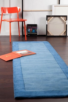 Mark&Day Wool Rugs, 2x8 Reims Modern Dark Blue Runner Area Rug, Blue Carpet for Hallway, Kitchen, Bedroom or Living Room (2'6" x 8' Runner)